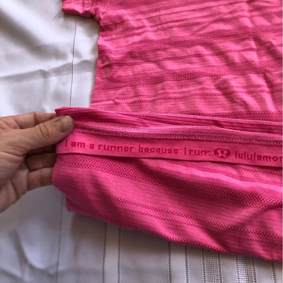 Lululemon Pink Striped Short Sleeve Top - Picture 6 of 13